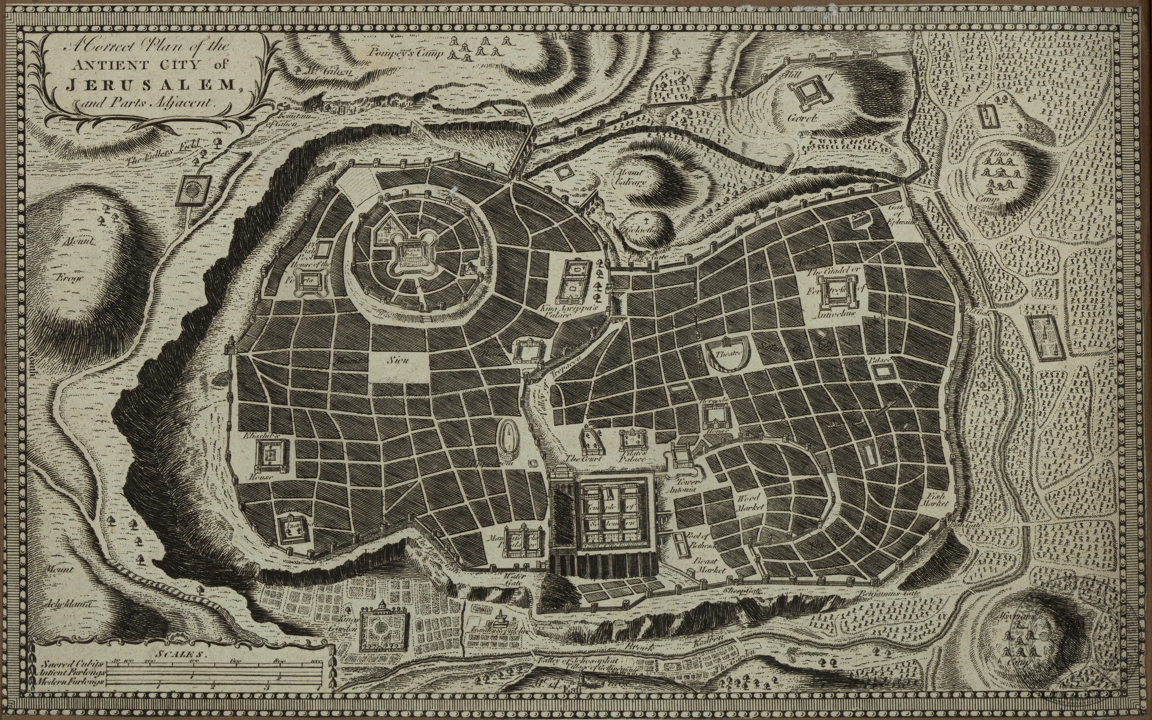 A correct plan of the Antient city of Jerusalem and parts adjacent.